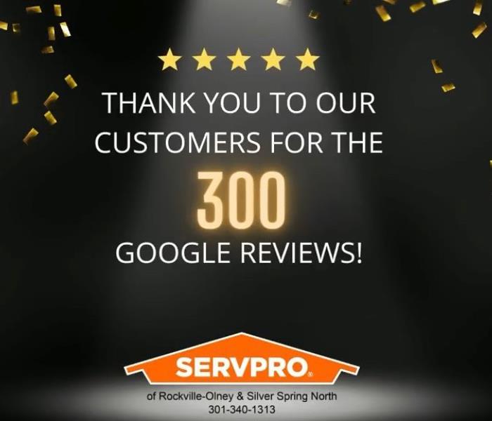 Thank you for 300 Google reviews on black background 