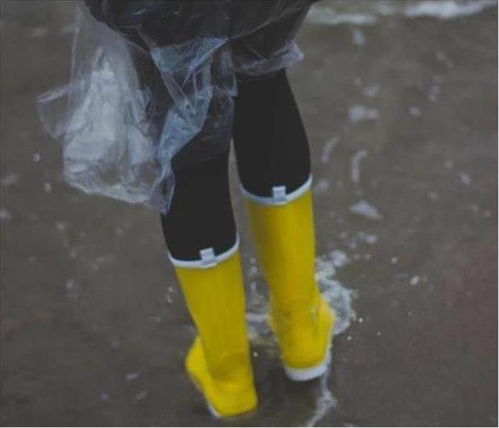 yellow boots in flood water